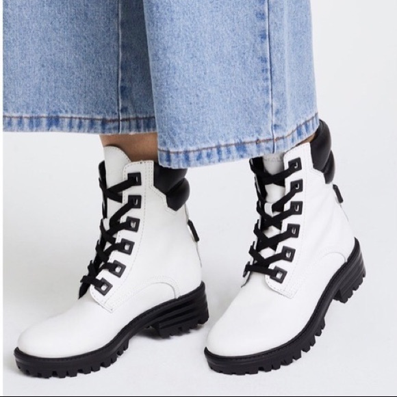 Kendall & Kylie Shoes - Kendall + Kylie East Lace Up Boot in White Leather